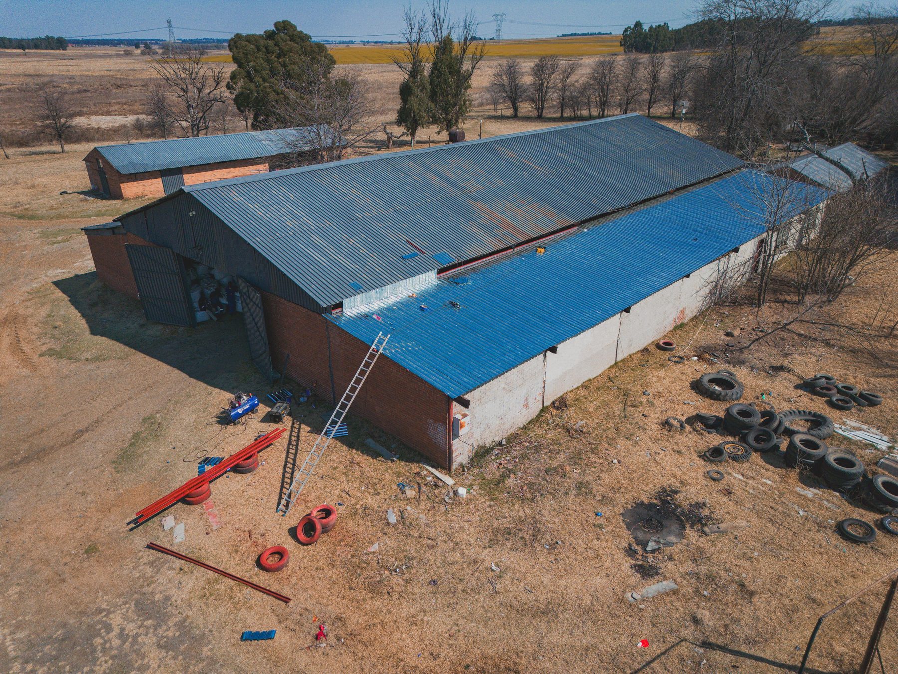 A roof being prepared for sealing